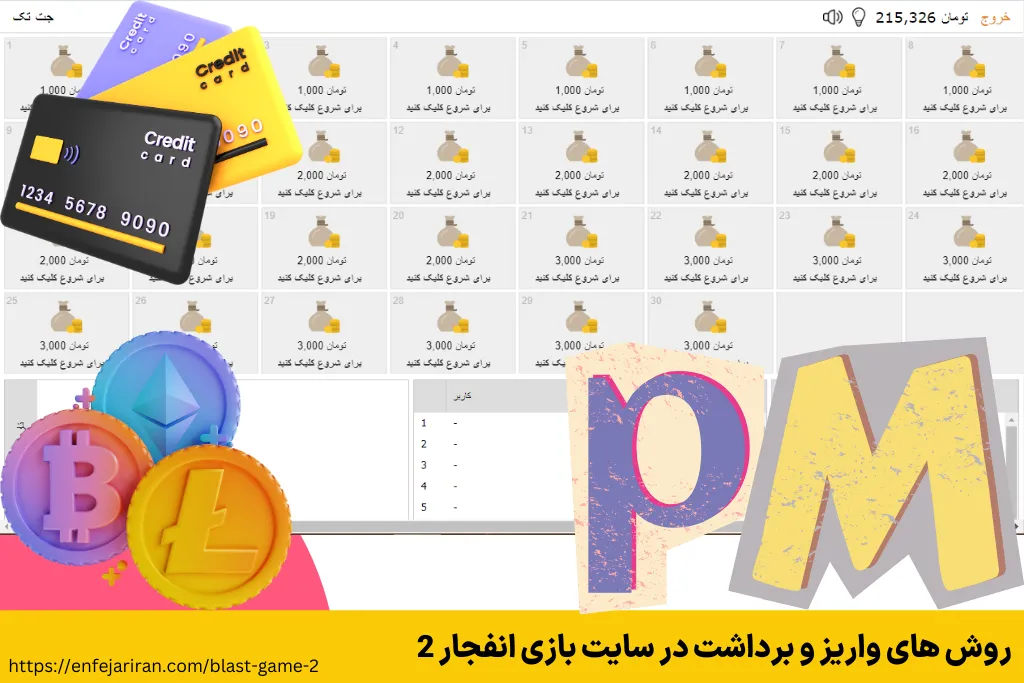 روش های واریز و برداشت در سایت بازی انفجار 2